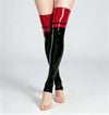 PU Faux Leather Patchwork Thigh-High Open-Foot Boot Stockings