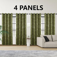 4PCSBlackout Curtains Grommet Thermal Insulated Room Darkening  With Circle And Dots Foil Printed For Bedroom