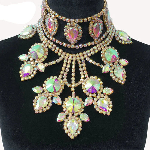 Large Crystal Drop Pendant Necklace