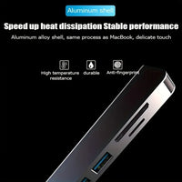 6 in 1 USB C Hub Multiport Adapter 6-in-1 with 4K@30Hz HDTV 100W Power Delivery USB 3.0 Data TF/SD Card Reader Laptop Hub Dock
