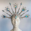 Luxury Peacock Rhinestone Statement Crown – Oversized Crystal Headpiece & Show-Stopping Hair Jewelry for Fashion Shows, Galas & Festivals