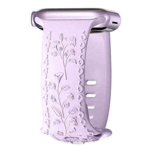 Apple Watch Silicone Band - Floral Engraved - Stylish Design