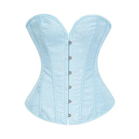 Victorian Floral Jacquard Overbust Corset Front Busk Lace-Up Bustier Top