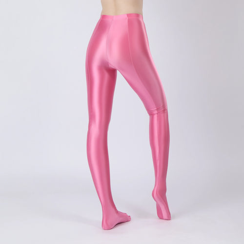 Oil Glossy High-Stretch Satin Pencil Pants & Leopard Print Leggings