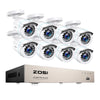 ZOSI 2MP Home Wired Security System H.265+ 8CH DVR 4/8pcs 1080p Night Vision Outdoor Waterproof Video Surveillance Camera Kits