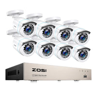 ZOSI 2MP Home Wired Security System H.265+ 8CH DVR 4/8pcs 1080p Night Vision Outdoor Waterproof Video Surveillance Camera Kits