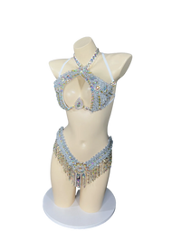 Sparkly Samba Carnival Stone Wire Bra & Thong Two-Piece Stage Costume Set