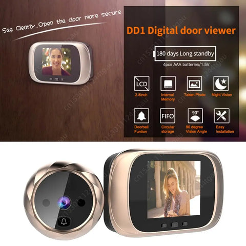 Digital Door Peepholes Smart Doorbell with Wifi Camera 90° Angle Video 2.8 inch Screen Electronic Door Peephole Camera Door Bell