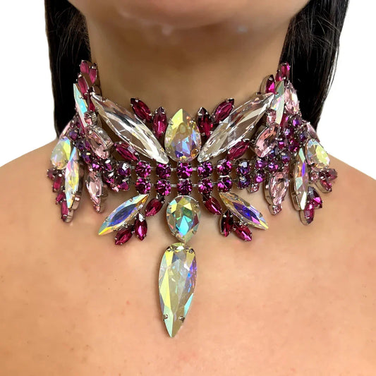 Multicolored Rhinestone Choker Necklace