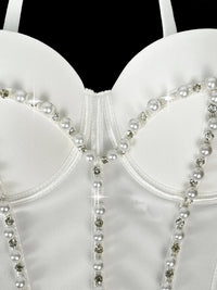 Pearl Embroidered Bustier Corset Crop Top High Street Evening Bralette