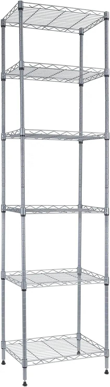 6 Wire Shelving Steel Storage Rack Adjustable Unit Shelves for Laundry Bathroom Kitchen Pantry Closet