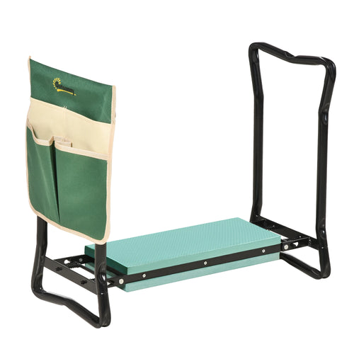 Folding Garden Kneeler Stool Bench Thick Knneling Pad with Large Tool Pouch