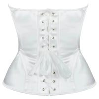 Overbust Corset Bustier Top Built-In Bra Cup Lace-Up Waist Cincher