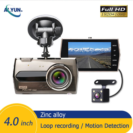 Car DVR 4 lnches Full HD 1080P Dual Lens Rear View Dash Cam Vehicle Camera Video Recorder Auto Motion Detector Reverse Image