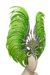 The Stardust Vertigo – Emerald Green Feathered Carnival & Samba Headdress