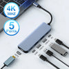 5 in 1 USB C HUB with 4k30Hz docking station USB-C to HDTV-Compatible converter Thunderbolt 3/4 splitter HUB laptop hub