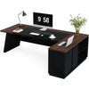 L-Shaped Executive Desk, Large Office Desk with Drawers and Lateral File Cabinet, Business Furniture with Storage Shelves