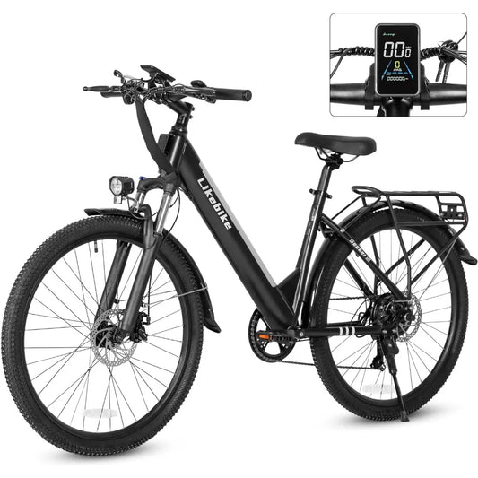 26" Electric Bike for Adults, UL 2849 Certified, Step Through Electric Bicycle 20MPH E-bikes with 7-Speed & Front Suspension