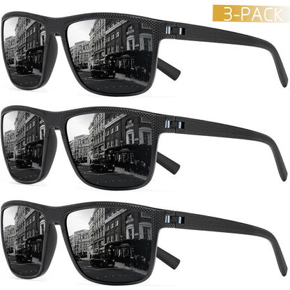 CRIXALIS 3PCS Square Polarized Sunglasses for Men Outdoor Fishing Sun Glasses Male Anti-glare Fashion Mirror Shades Female UV400