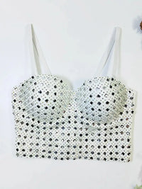 Diamond Mesh Studded Bustier Corset Crop Top High Street Evening Bralette