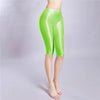 Women's Oil Glossy Sheer High-Waist Shaping Shorts Satin Smooth Leggings