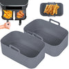 2pcs Air Fryer Silicone Tray Rectangle Oven Baking Basket Reusable Liner Insert Dish Fried Chicken for Airfryers Accessories