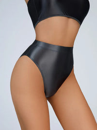 High-Waist Oil Glossy Sheer G-String Thong Satin Smooth Seamless Briefs
