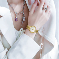 Women's Gold Alloy Bracelet Watch 28mm Roman Dial Quartz
