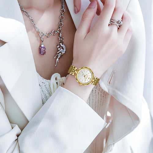 Women's Gold Alloy Bracelet Watch 28mm Roman Dial Quartz