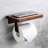 304 Stainless Steel Toilet Paper Holder with Natural Walnut Wooden Shelf Tissue Roll Hanger Wall Mounted Paper Towel Bar NEW