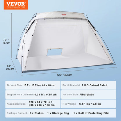 VEVOR Portable Paint Booth Shelter 7.5x5.2x5.2/10x7x6ft Foldable Spray Painting Tent for Furniture Craft Project DIY Hobby Tool