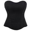 Black Striped Overbust Corset Top Zipper Front Lace-Up Bustier Body Shaper