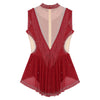 Rhinestone Mock Neck Mesh Tassel Leotard