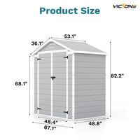 Victone 6' x 4' Plastic Outdoor Storage Shed with Floor, Resin Garden Tool shed with Windowsfor Garden, Backyard, Pool Tools