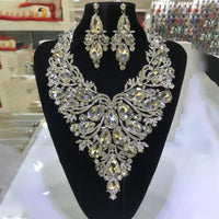 Multicolored Rhinestone Drop Necklace & Earring Set