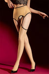 Pearl Cutout Open-Crotch Oil Glossy Sheer Pantyhose Garter Tights