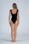Backless High-Cut Oil Glossy Sheer Bodysuit & Matching Stockings Set