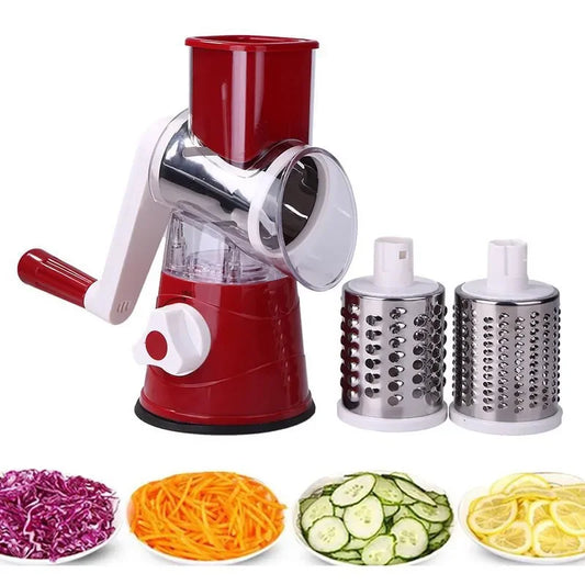 Highly Efficient Vegetable Fruit Slicer Grater Multifunctional Drum Type Hand Cranked Slicer Multi Color Kitchen Shred Cutter