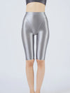 Oil Glossy High-Stretch Knee-Length Shorts Satin Shine Performance Biker Shorts