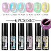 LILYCUTE 6Pcs Colorful Reflective Glitter Nail Art Liner Gel Nail Kit Sparkling Painting Gel Nail Polish Semi Permanent UV Gel