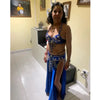 Dazzling Beaded Belly Dance Bra & Belt 2-Piece Costume Outfit Set