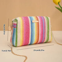 Rattan Knitting Women Straw Bag Beach Summer Chain Small Purse and Handbag Female Shoulder Crossbody Bags Travel Design Flap Bag