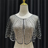 Sparkly Sequin & Beaded Leaf Mesh Capelet Evening Shawl Bolero Jacket