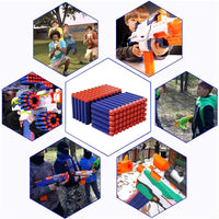 100pcs Blue Solid Round Head Bullets 7.2cm for Nerf Series Blasters Refill Darts Kids Toy Gun Accessories