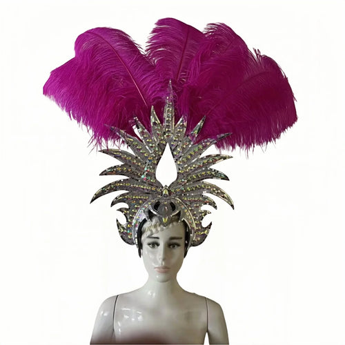 The Stardust Majestic Feather Crown – Carnival & Cabaret Stage Headdress