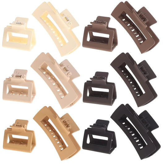 12 Pack Square Claw Clips, Big and Small Neutral Rectangle Hair Claw Clips