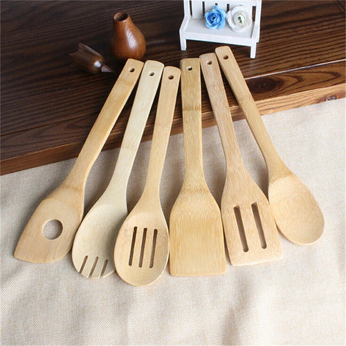 6 Pieces Bamboo Spoon Spatula Kitchen Utensil Wooden Cooking Tool Mixing Set EzBuyCo