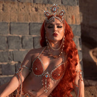 Red Rhinestone Body Chain & Headpiece