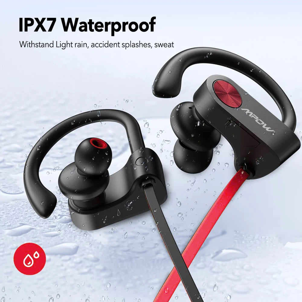 Mpow Flame IPX7 Waterproof Bluetooth Headphones V5.3 Earphone with CVC6.0 Noise Canceling Mic HiFi Stereo Wireless Sport Earbuds