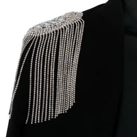 Rhinestone Tassel Chain Epaulette Shoulder Pad Applique